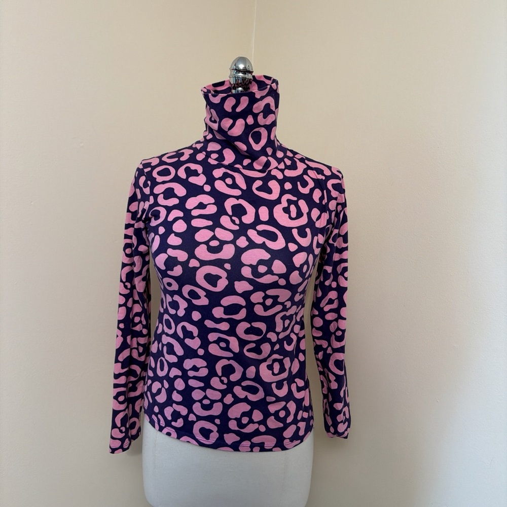 Nooworks Pink and Purple Cheetah Leopard Print Turtleneck M